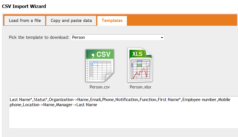 CSV Import Templates CSV Import Templates