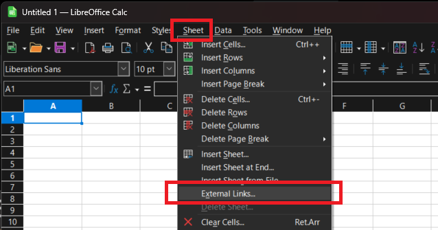 External links Menu in standard UI External links Menu in standard UI