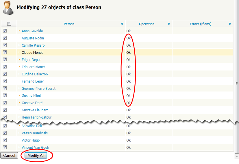Modify All Confirmation Modify All Confirmation