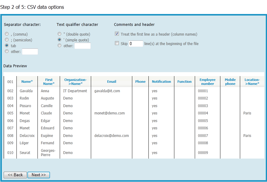 CSV Import Step 2 CSV Import Step 2