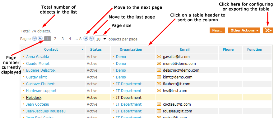 A paginated list A paginated list