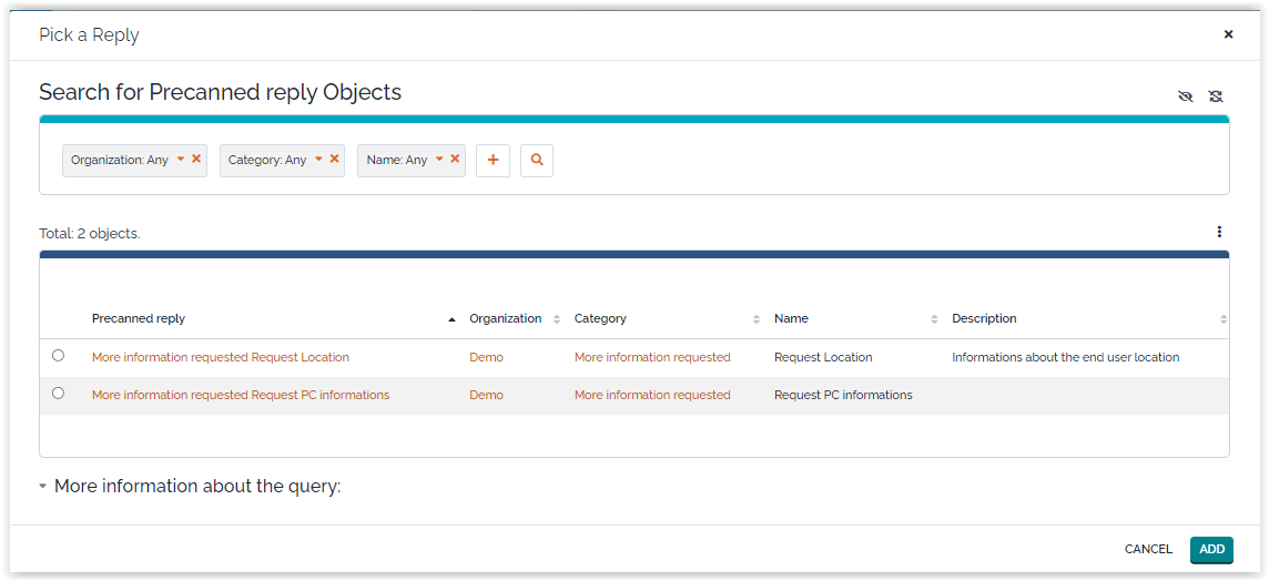 Select a Precanned Reply Select a Precanned Reply