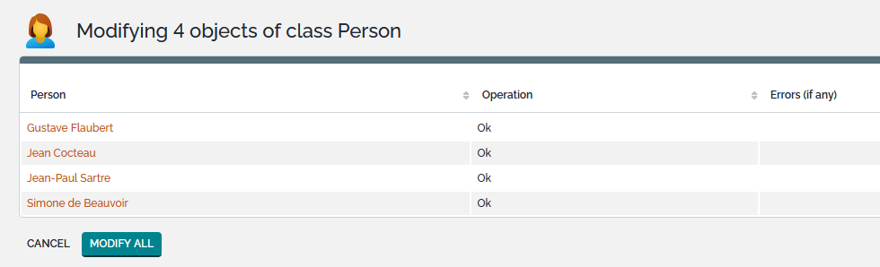 Modify All Confirmation Modify All Confirmation