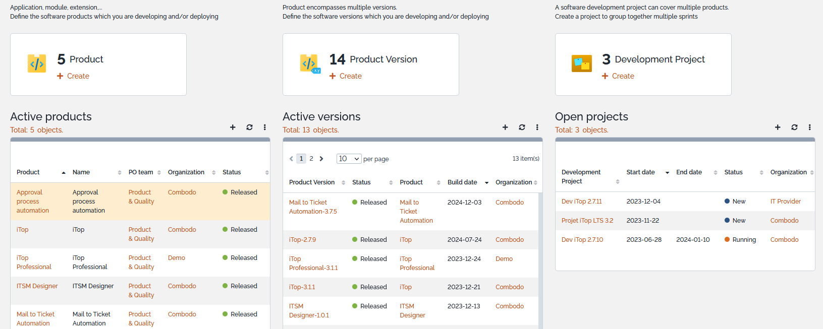 Release Management Menu Release Management Menu