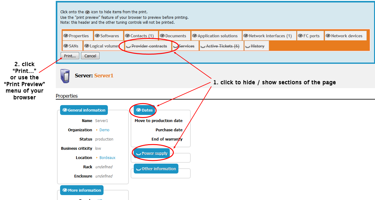Configure the print output Configure the print output