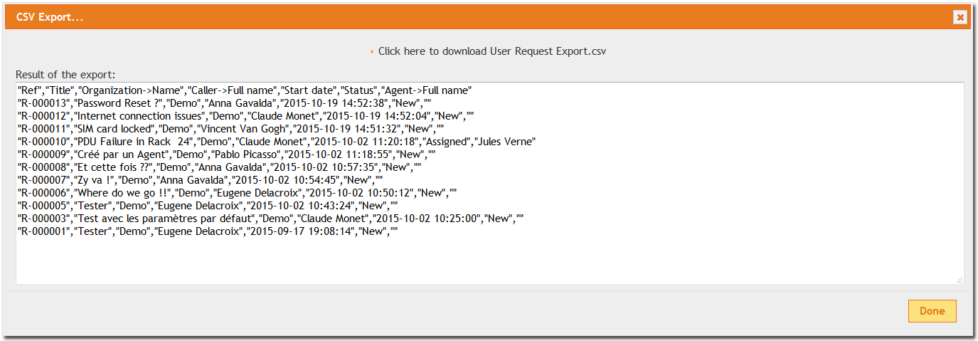 CSV Export results CSV Export results