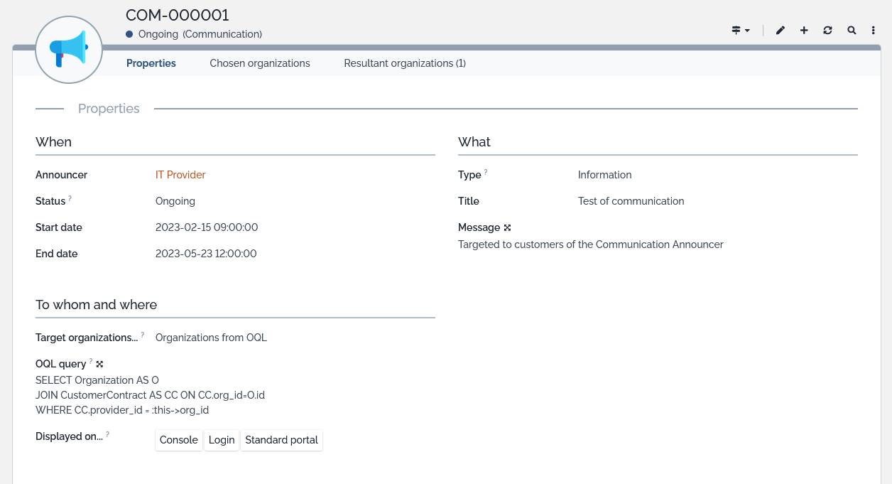 New Communication form New Communication form